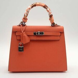 Hermes Kelly 25cm Orange Epsom Palladium Shoulder Bag